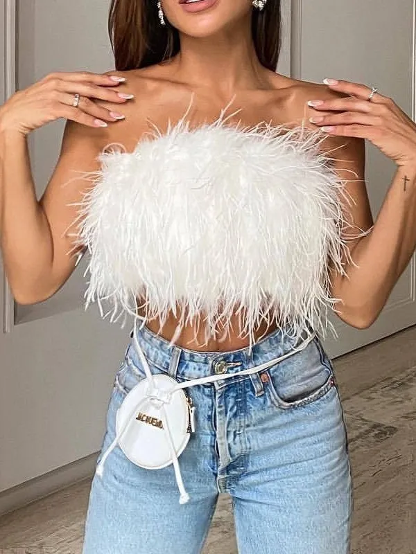 27 Feather Corset Tube Top