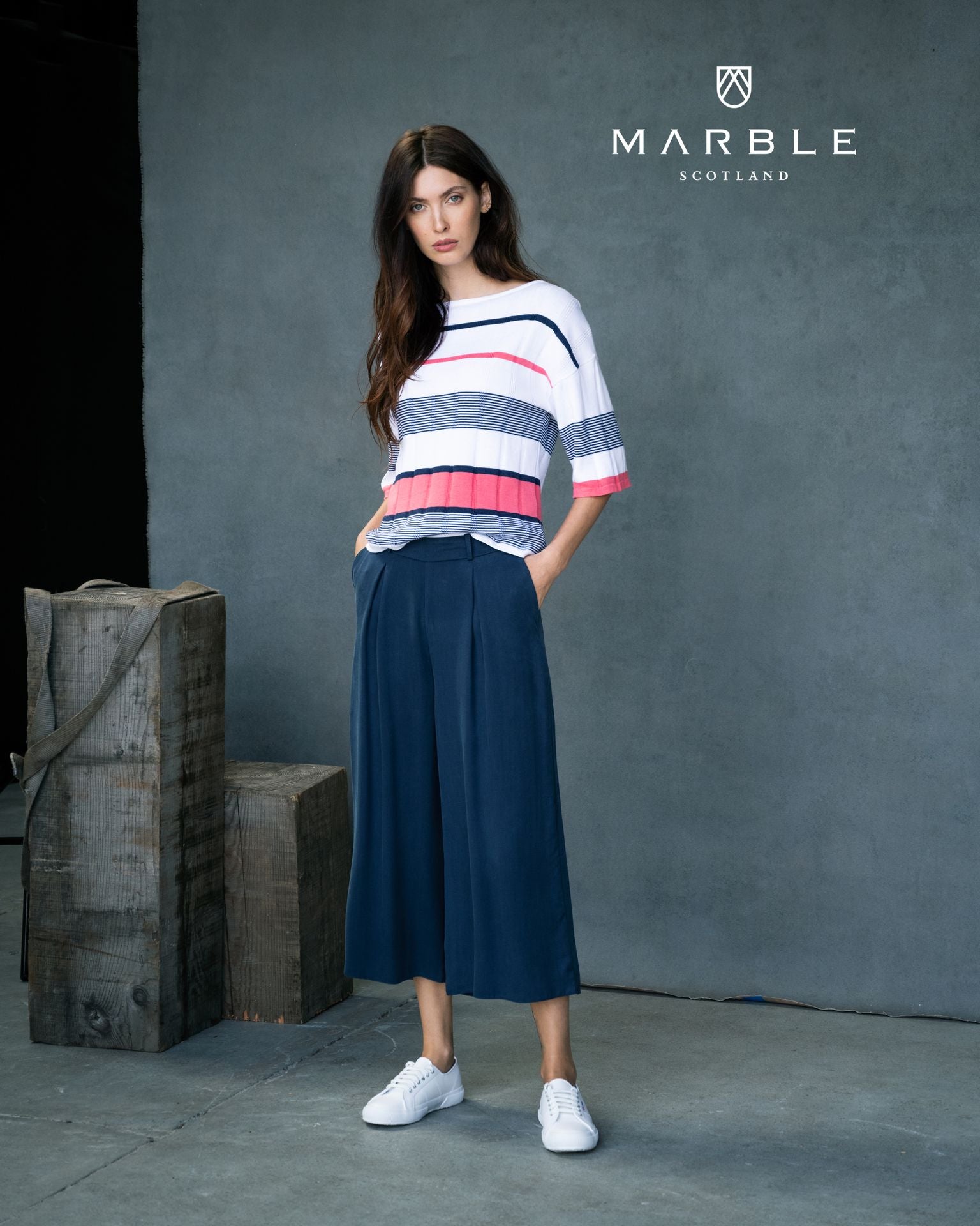 6109 Marble Stripe Jumper - Pink