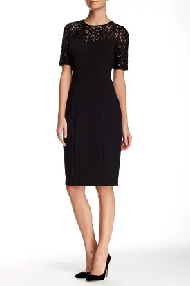 Adrianna Papell - Lace Illusion Jewel Neck Stretch Dress 16260650