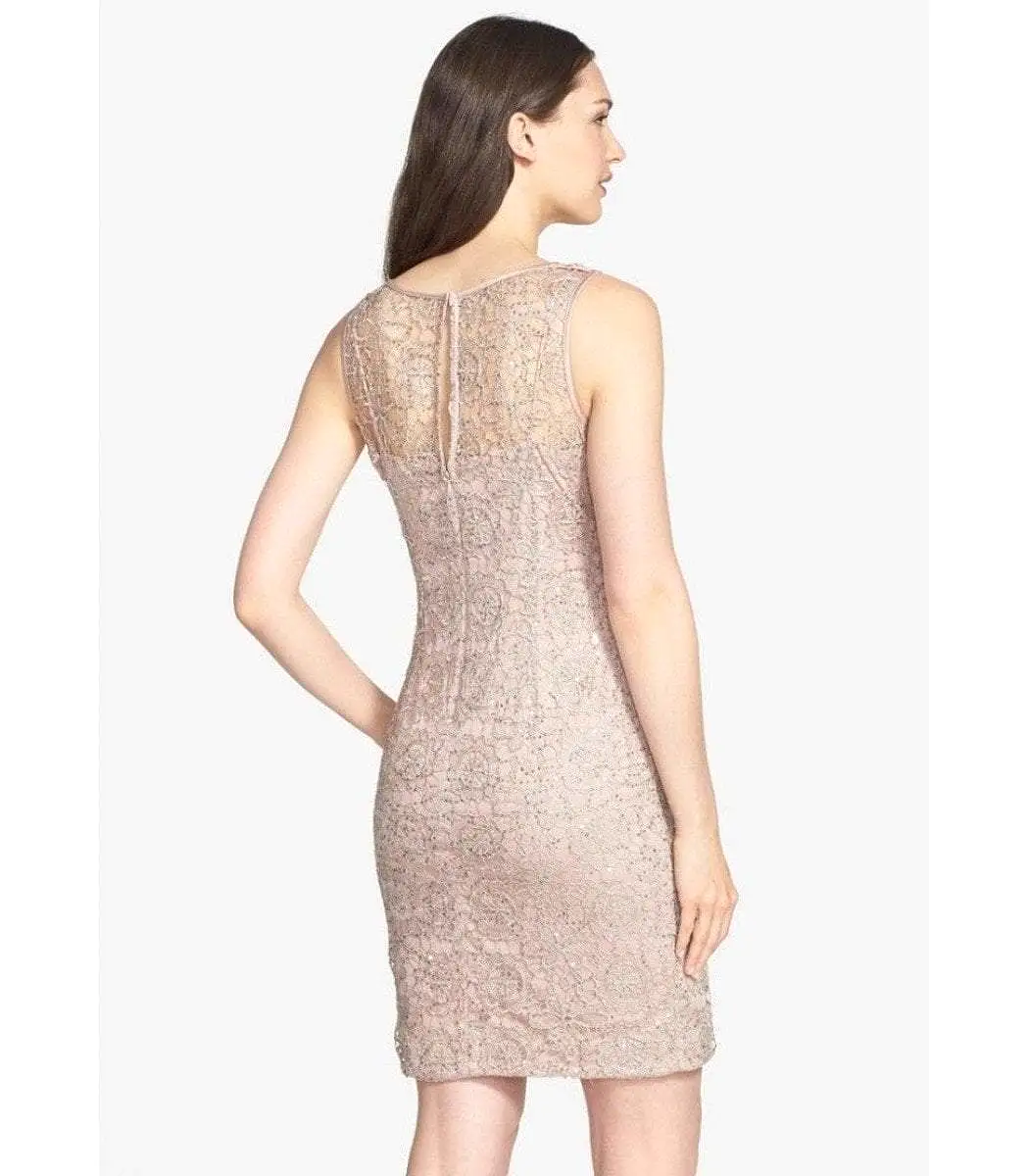 Adrianna Papell - Sleeveless Illusion Lace Cocktail Dress 41889120