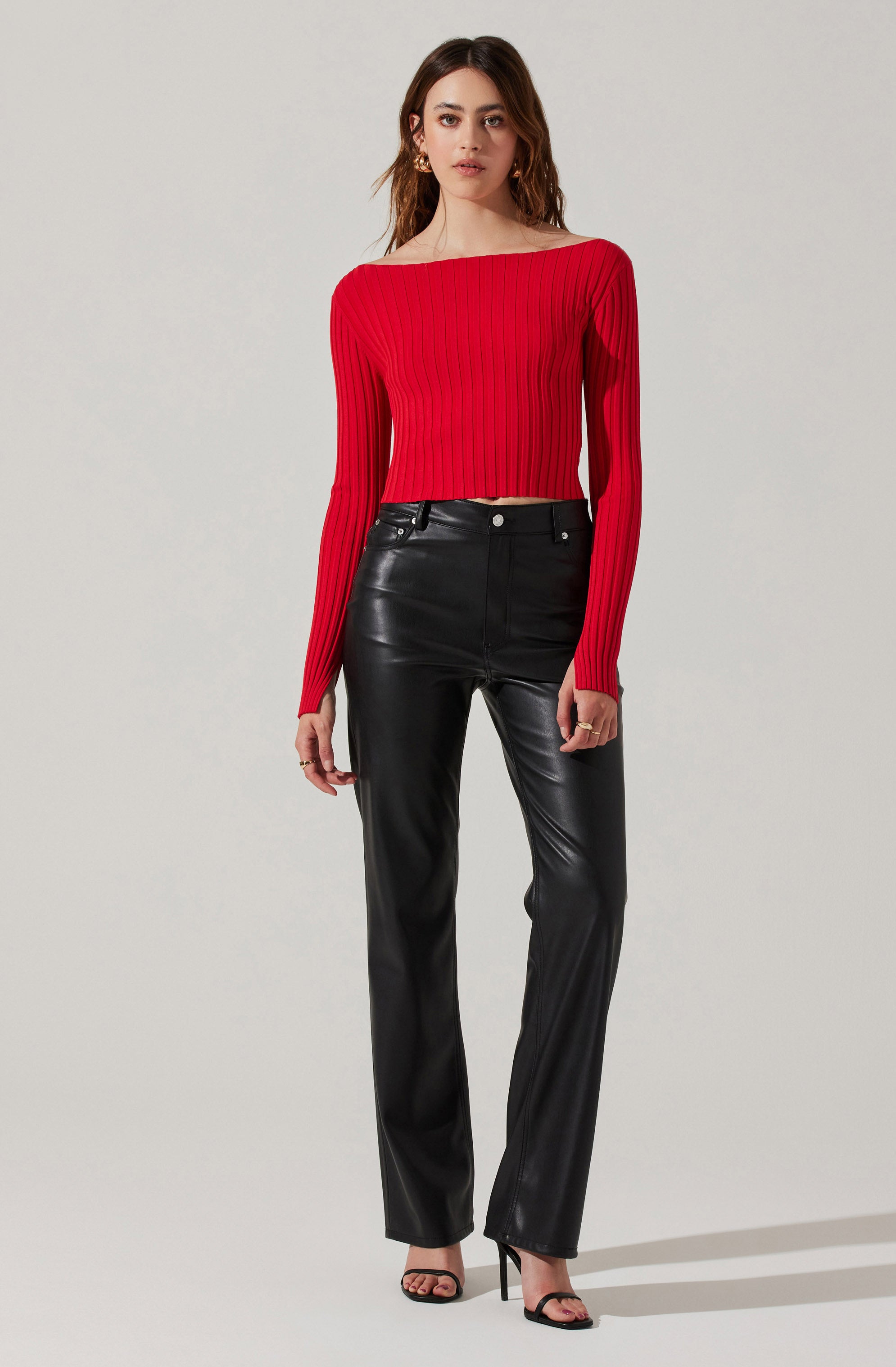 Alessandra Ribbed Off Shoulder Sweater