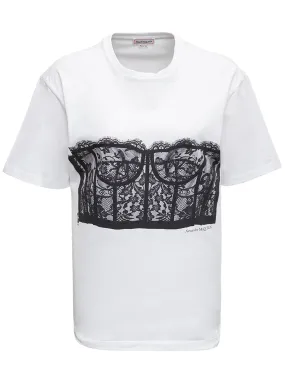 Alexander McQueen Lace Corset Crewneck T-Shirt