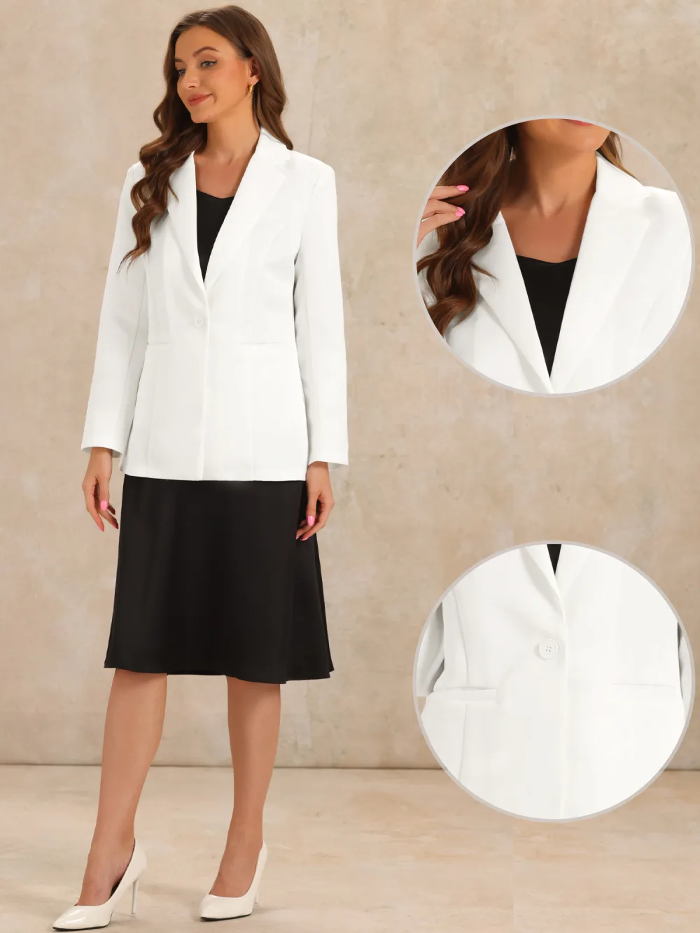 Allegra K- Long Sleeve Lapel Button Blazer Jackets