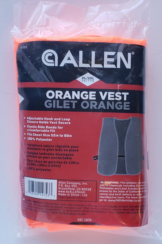 Allen Orange Vest Adult XL-XXL