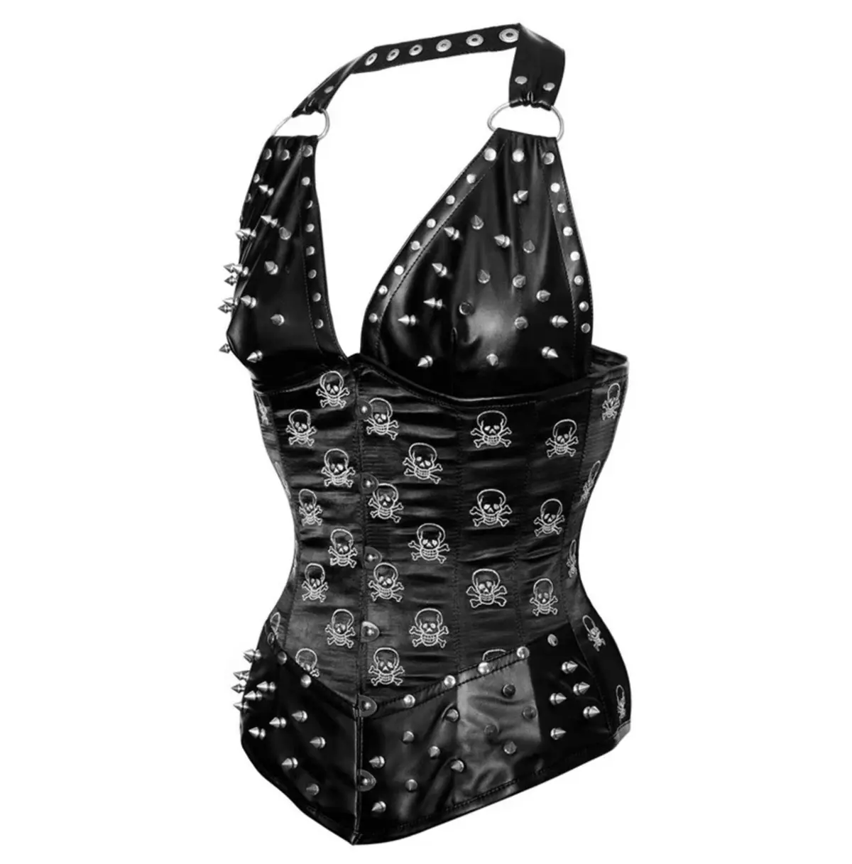 Bad to the Bone: Punk Underbust Corset With Skull Print & Steel Boning