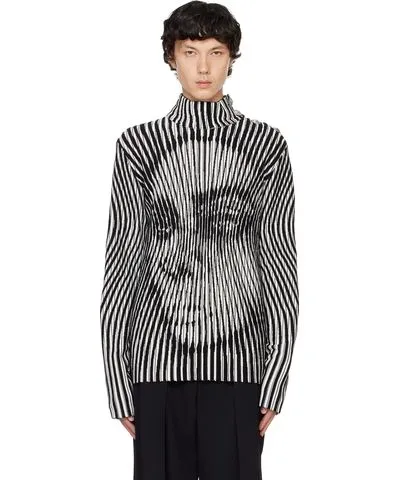 Balmain Black & White Two-Tone Face Turtleneck