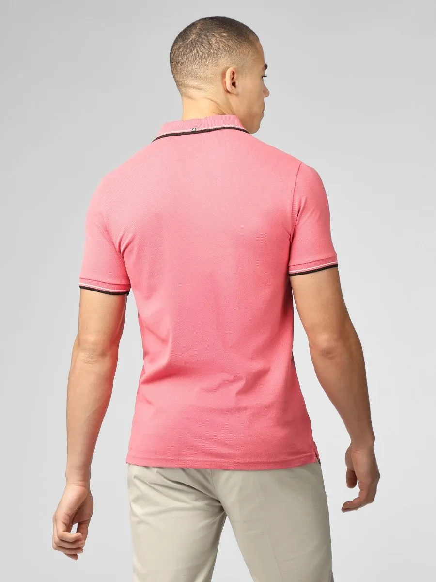 Ben Sherman Casual Short Sleeve Polo Shirt New Dark Pink