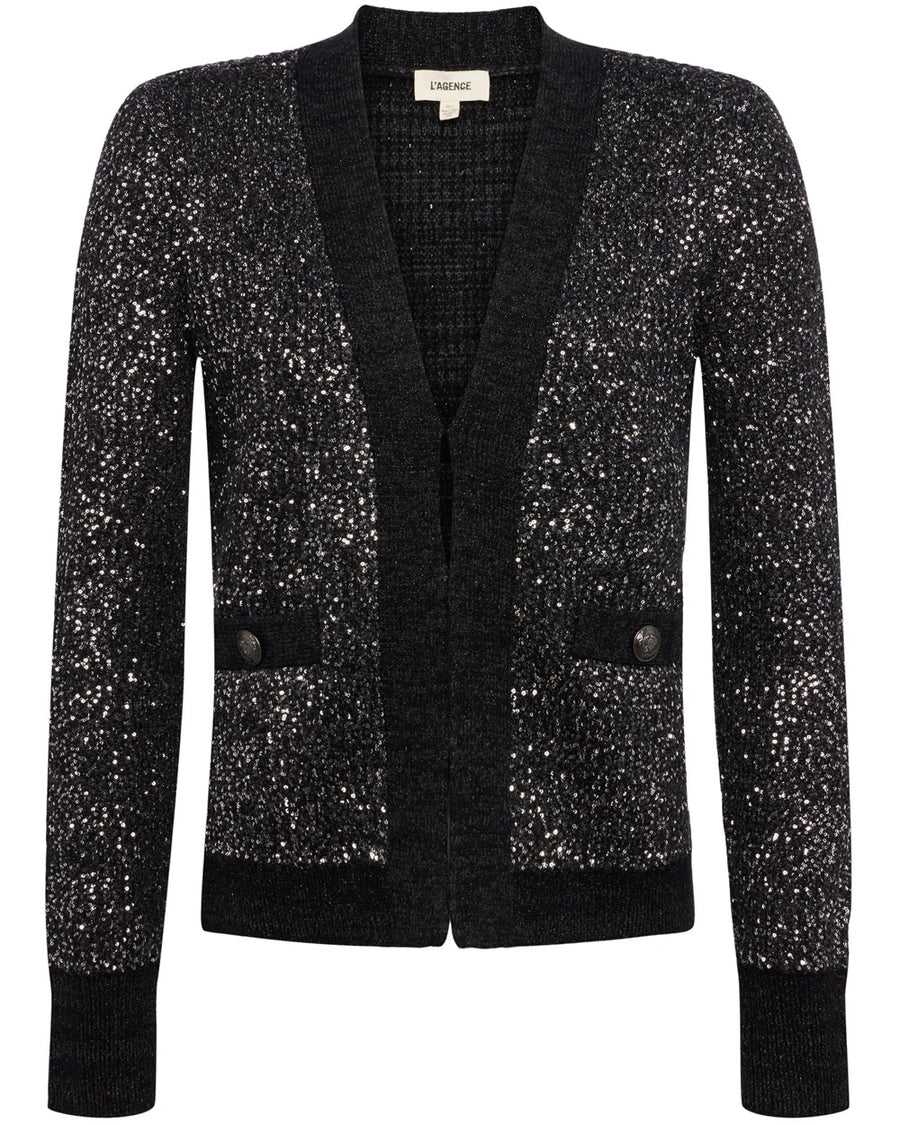 Black and Charcoal Sequin Jenny Cardigan