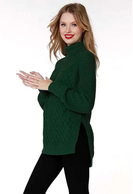 Bobi - Raglan Turtleneck Sweater Hunter Green