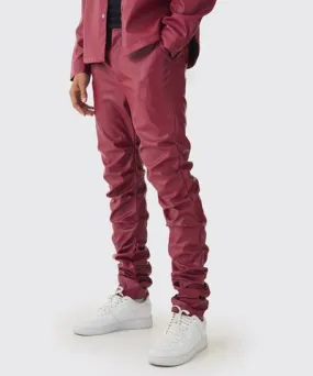 boohoo Mens Slim Stacked Pu Pants