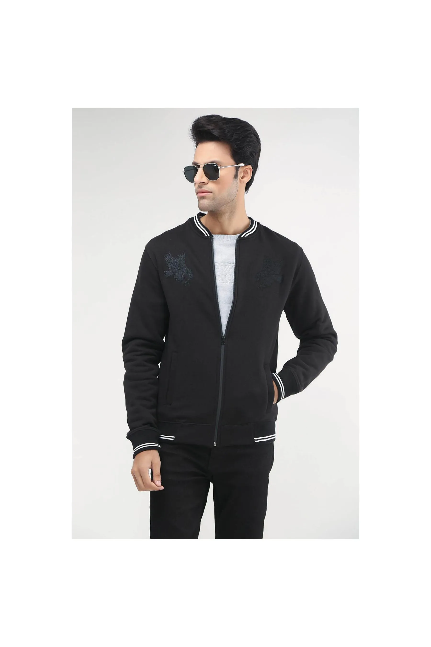 BRACKETS Unisex Zipper Black Men Jackets