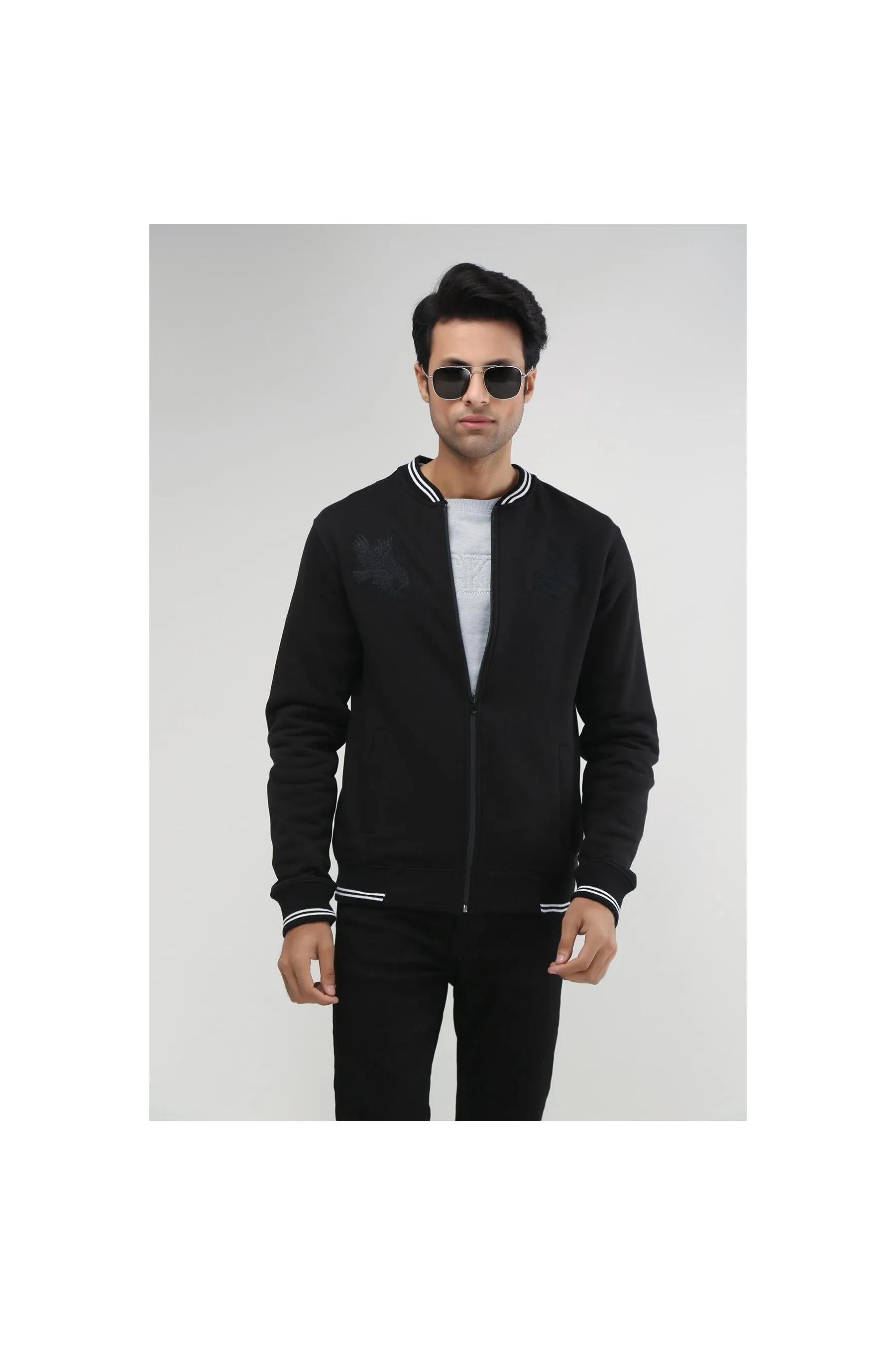 BRACKETS Unisex Zipper Black Men Jackets