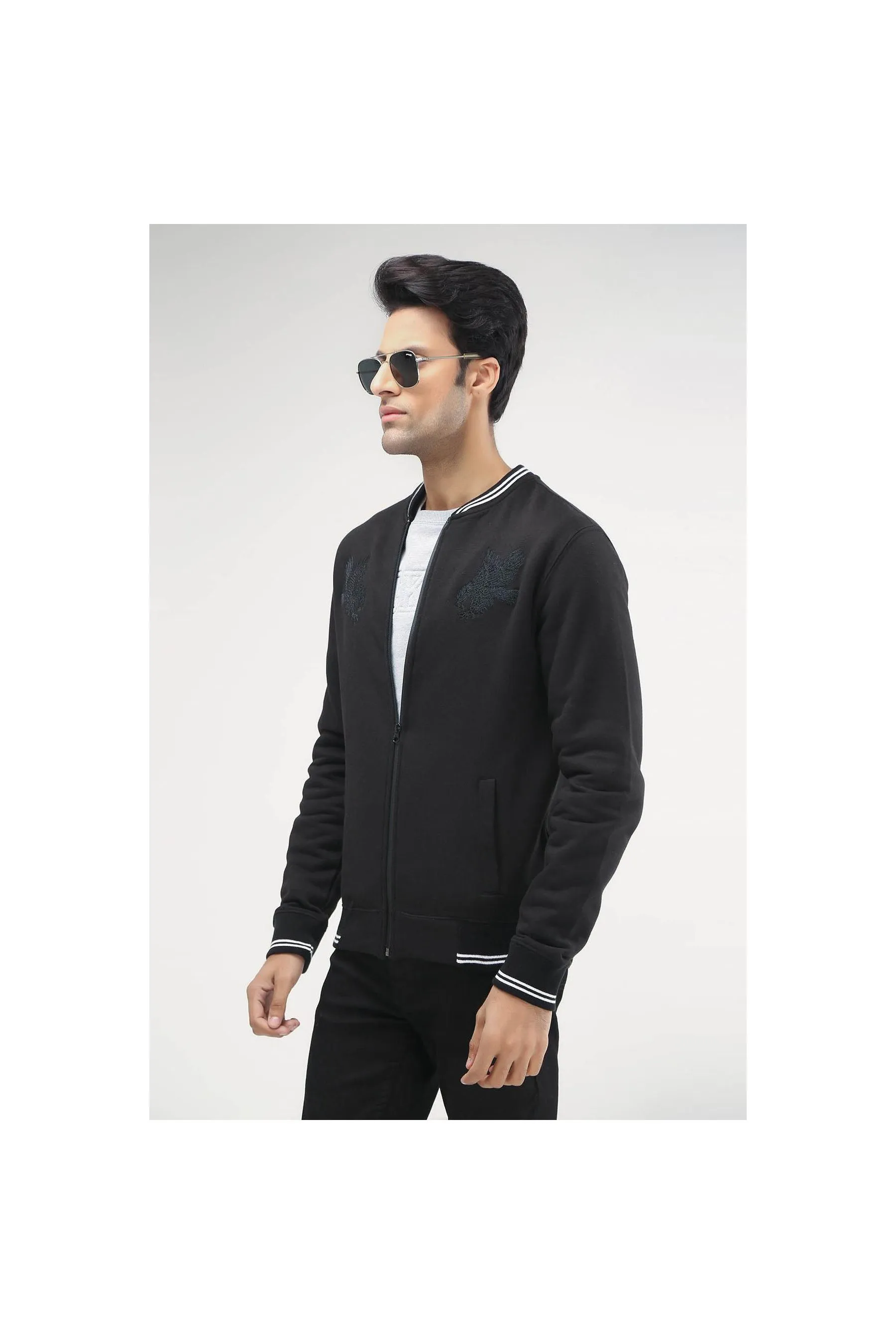 BRACKETS Unisex Zipper Black Men Jackets