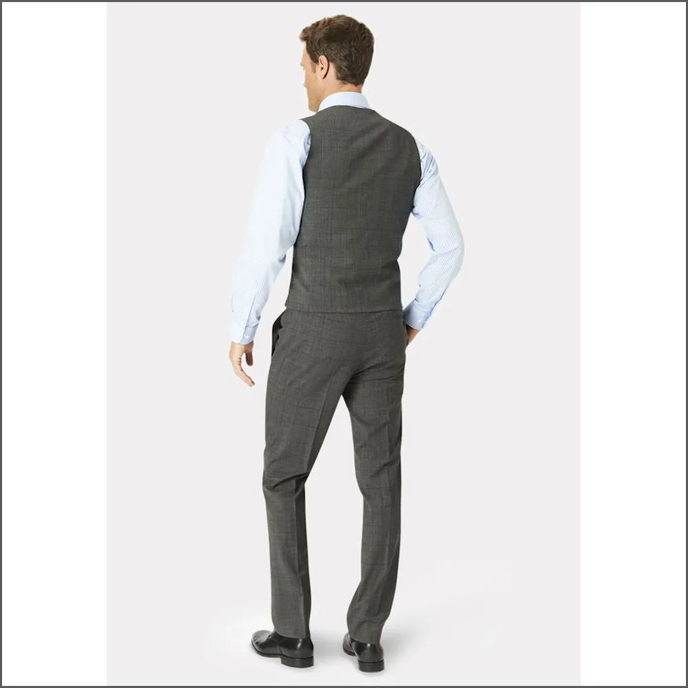 Brook Taverner Cassino Grey Check  Waist Coat//