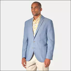 Brook Taverner Doherty Sky Blue Cotton Linen Herringbone Jacket<><>