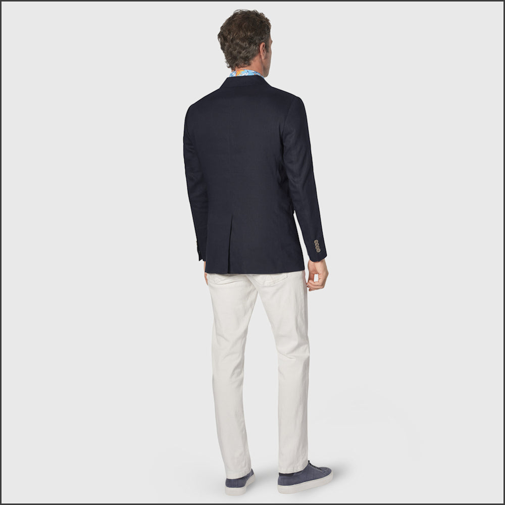 Brook Taverner Gower Navy Linen Mix Suit Jacket<><>