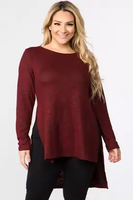 Burgundy Side Split Top