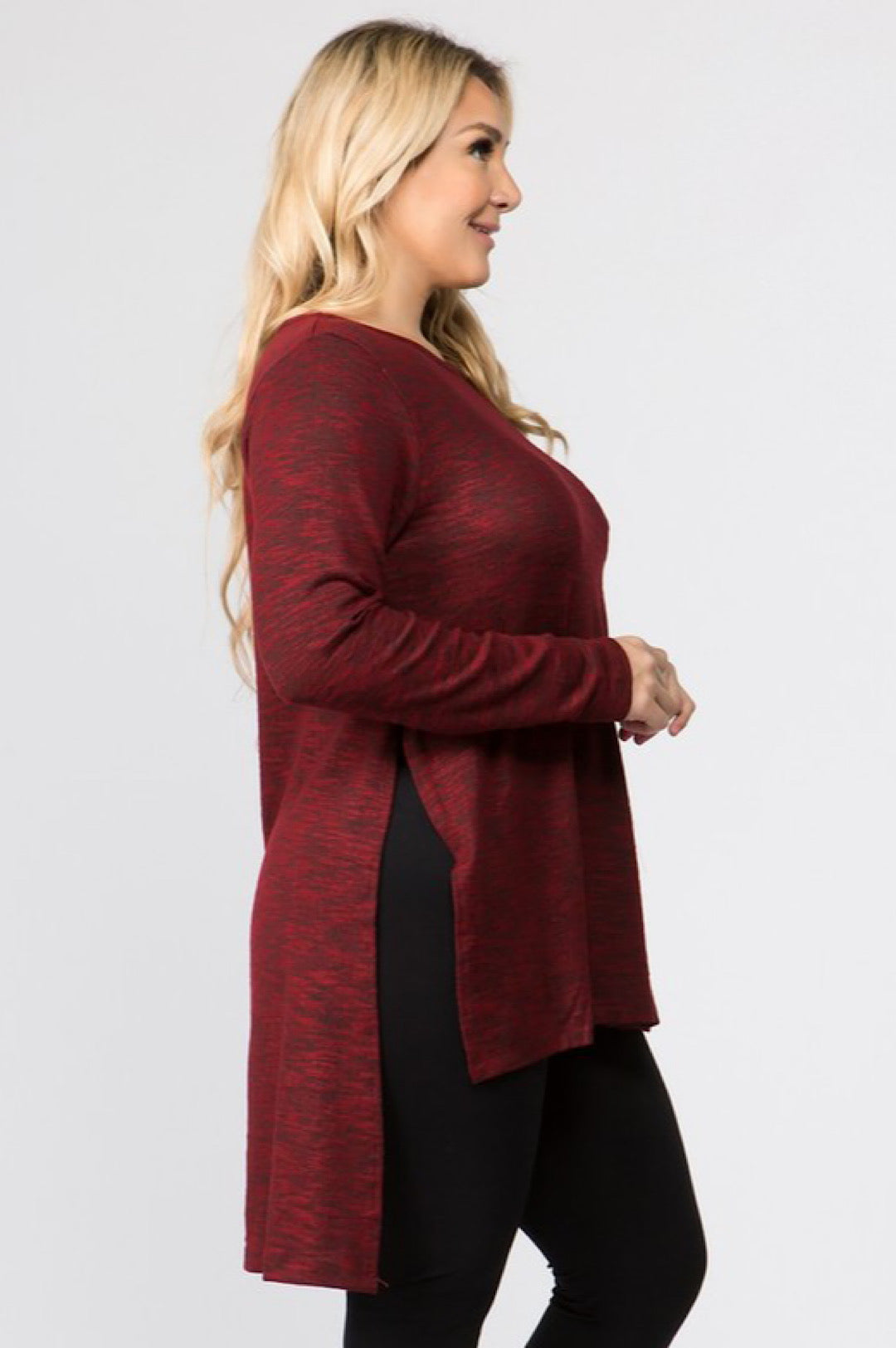 Burgundy Side Split Top