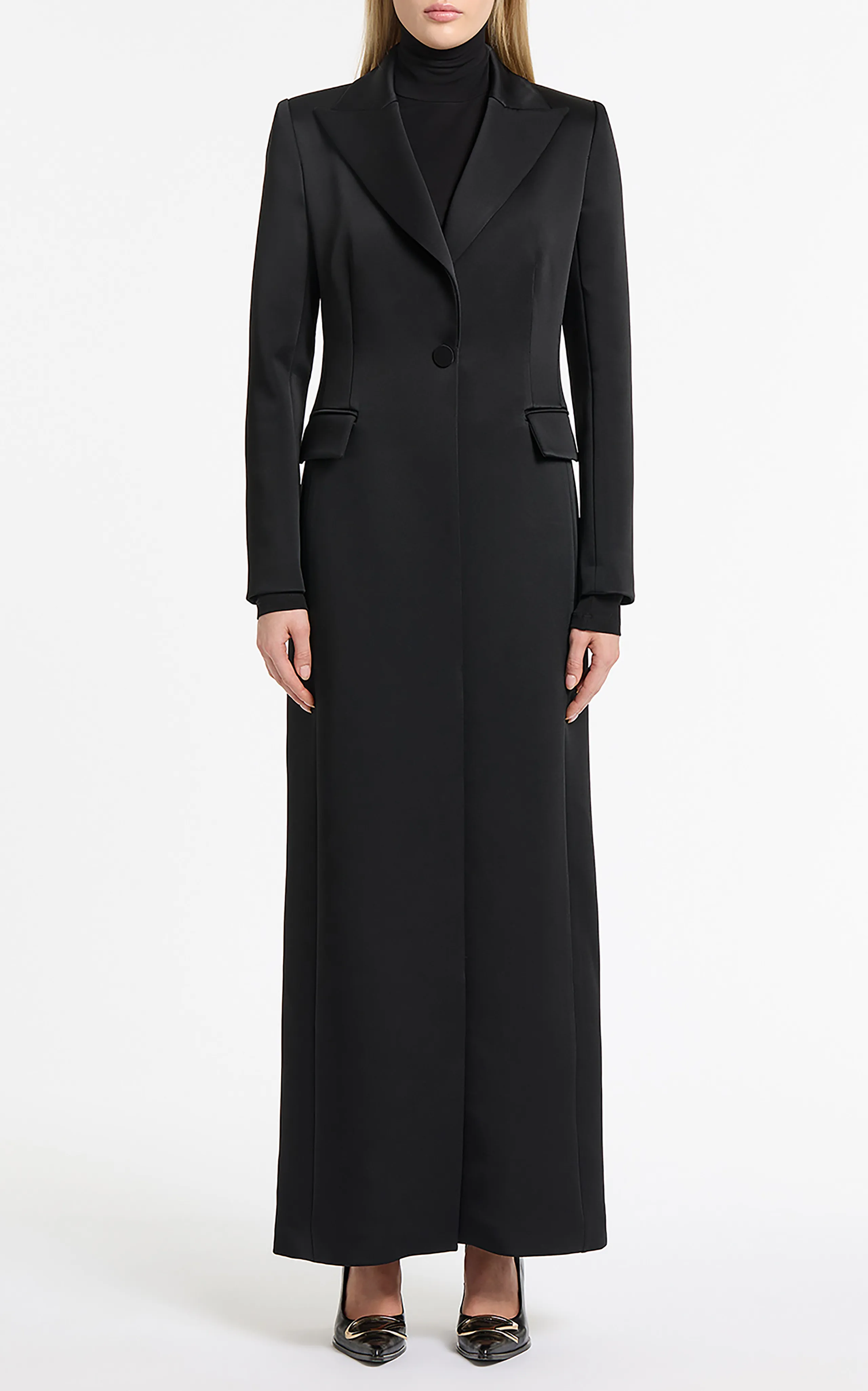 Carla Zampatti Longline Bonded Satin Florence Coat