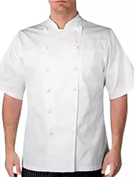 Chefwear Three Star Short Sleeve Cloth Knot Button Chef Jacket