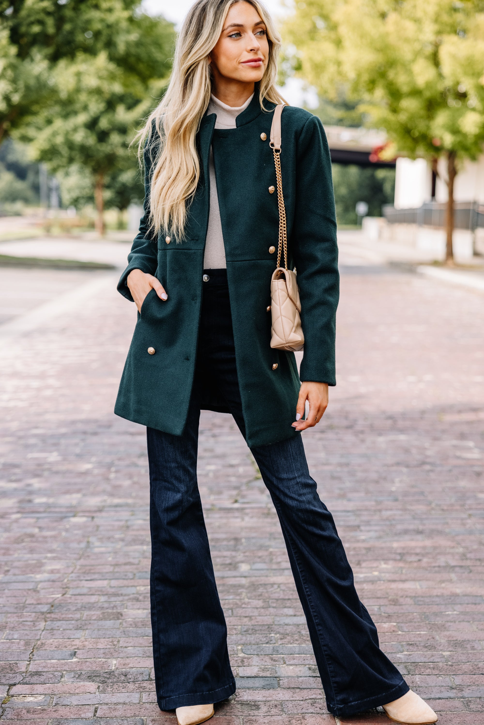 City Streets Hunter Green Coat