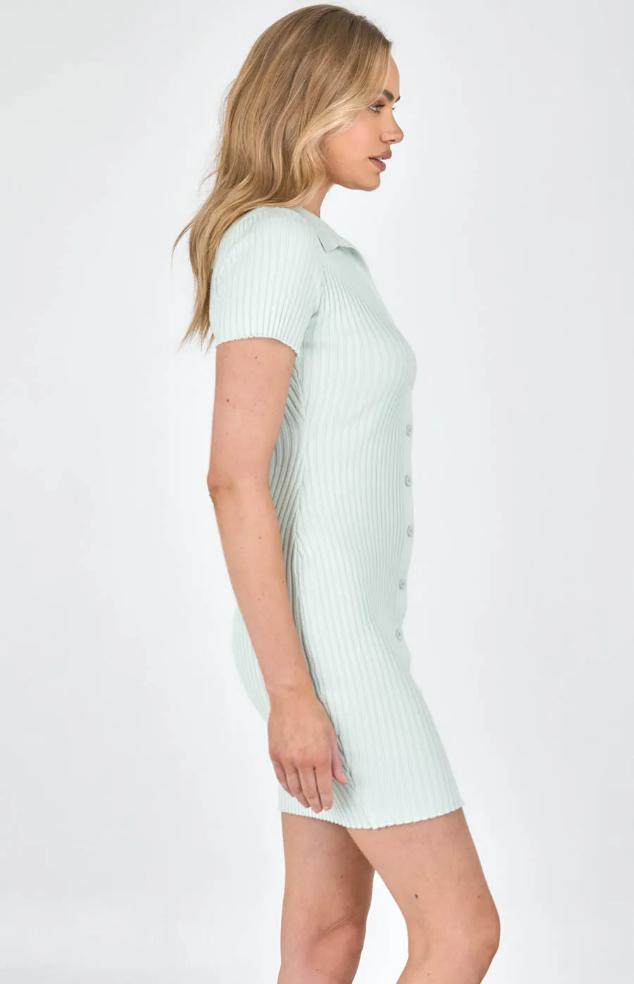 Collared Knit Dress With Front Button Detail (SKN556) 