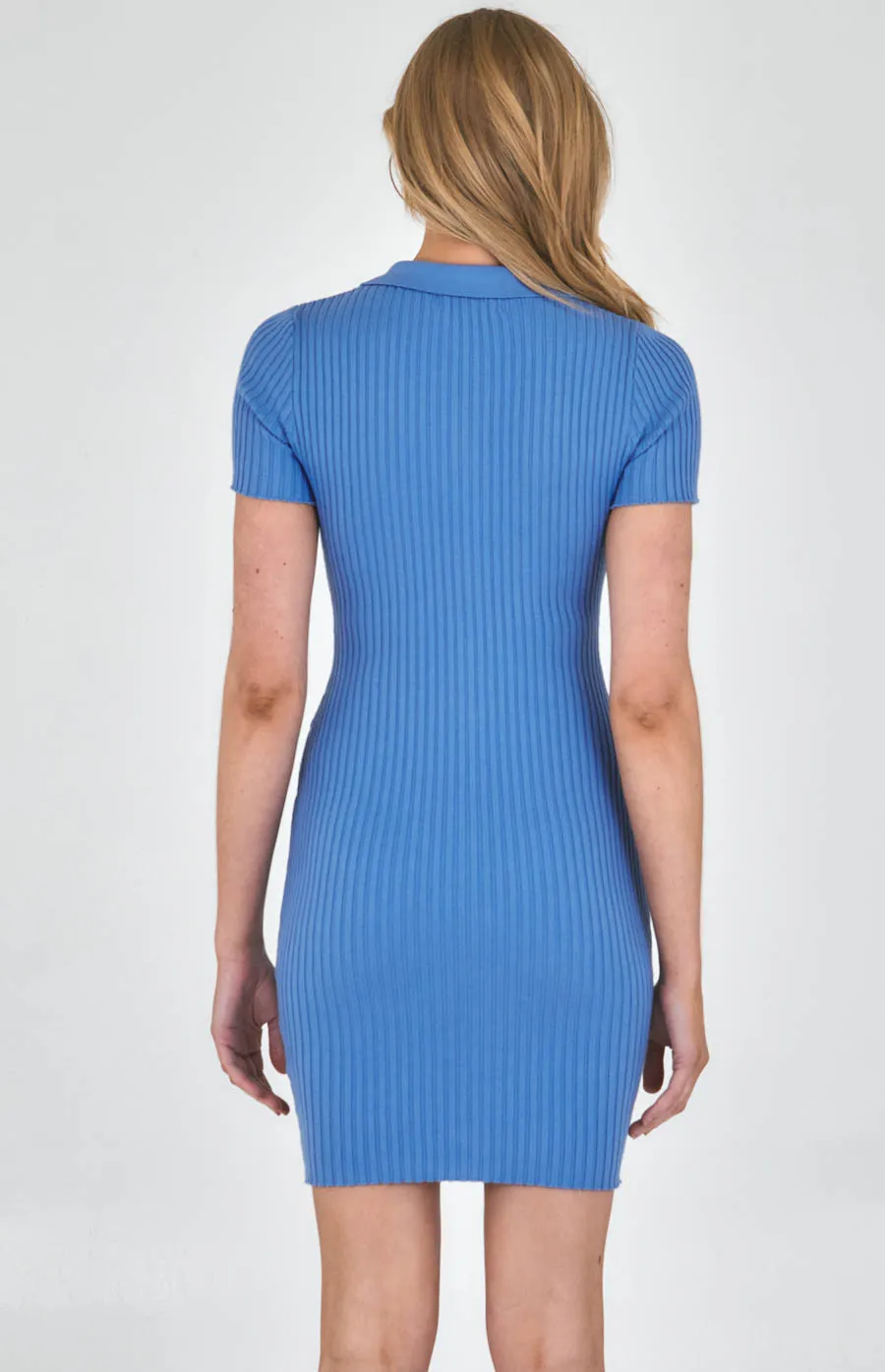 Collared Knit Dress With Front Button Detail (SKN556) 