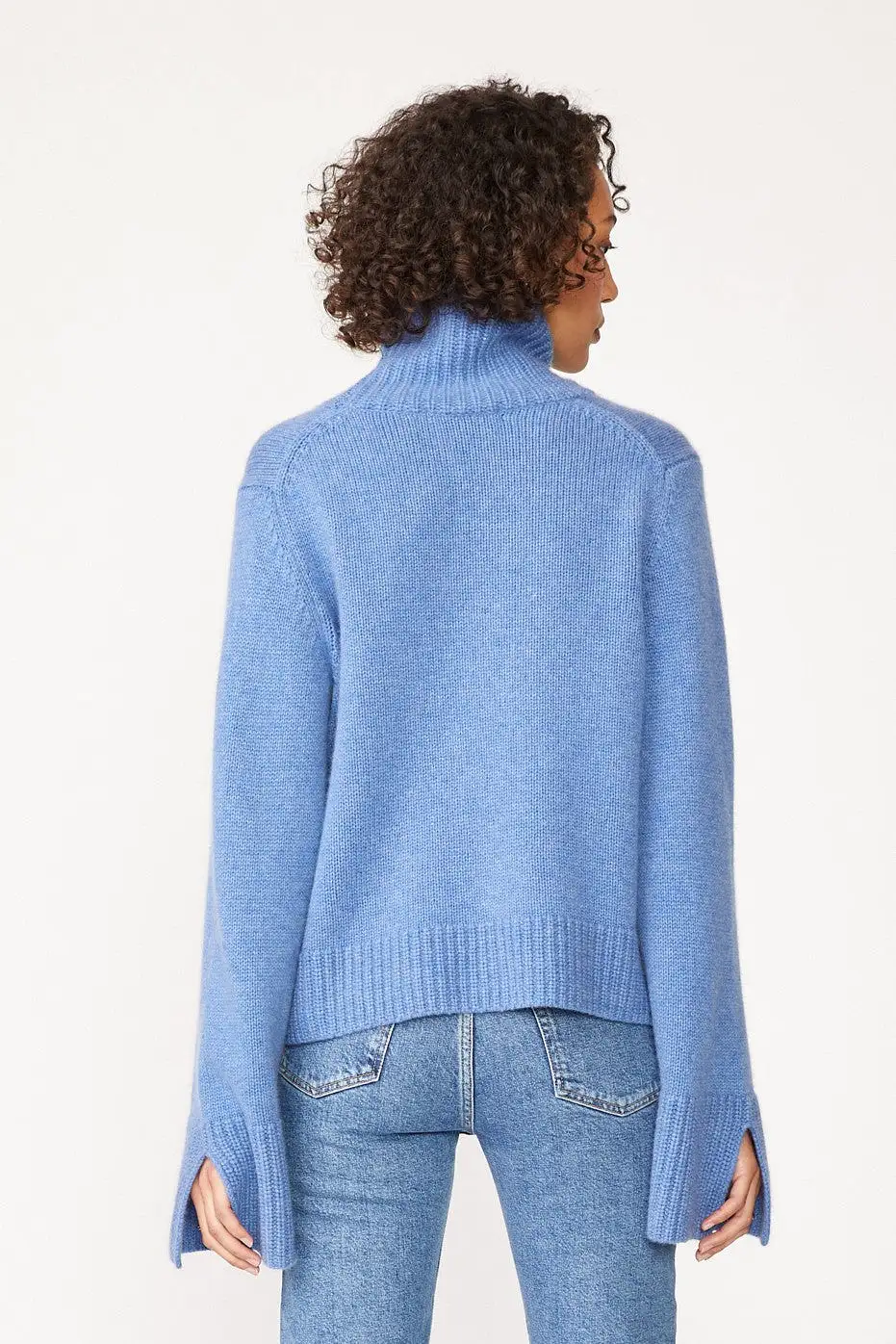 Cozy Cashmere Turtleneck Sweater in Powder Blue