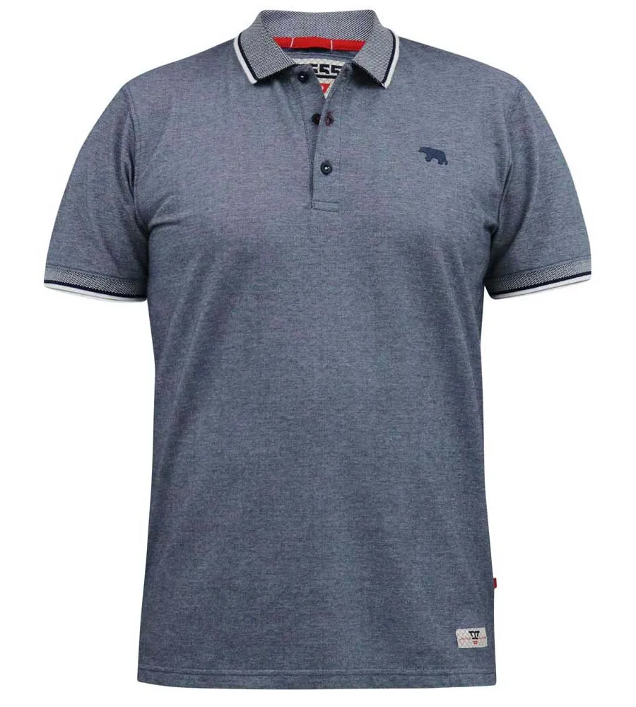 D555 Big Mens Navy Polo Shirt With Jacquard Collar and Tipping (GIBRALTAR)