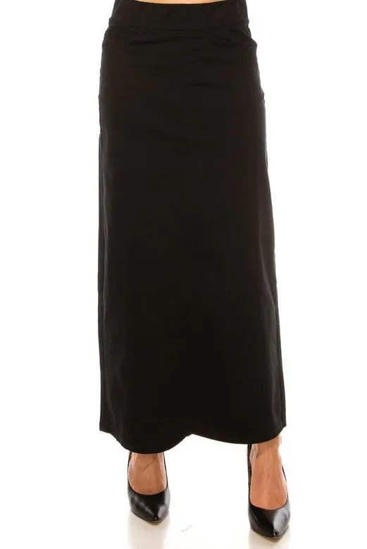 Debbie Long Twill Skirt-Black