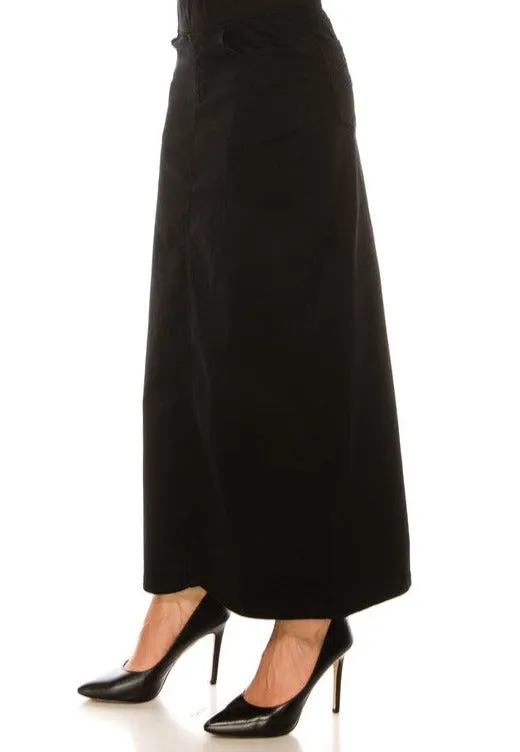 Debbie Long Twill Skirt-Black