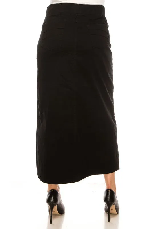 Debbie Long Twill Skirt-Black