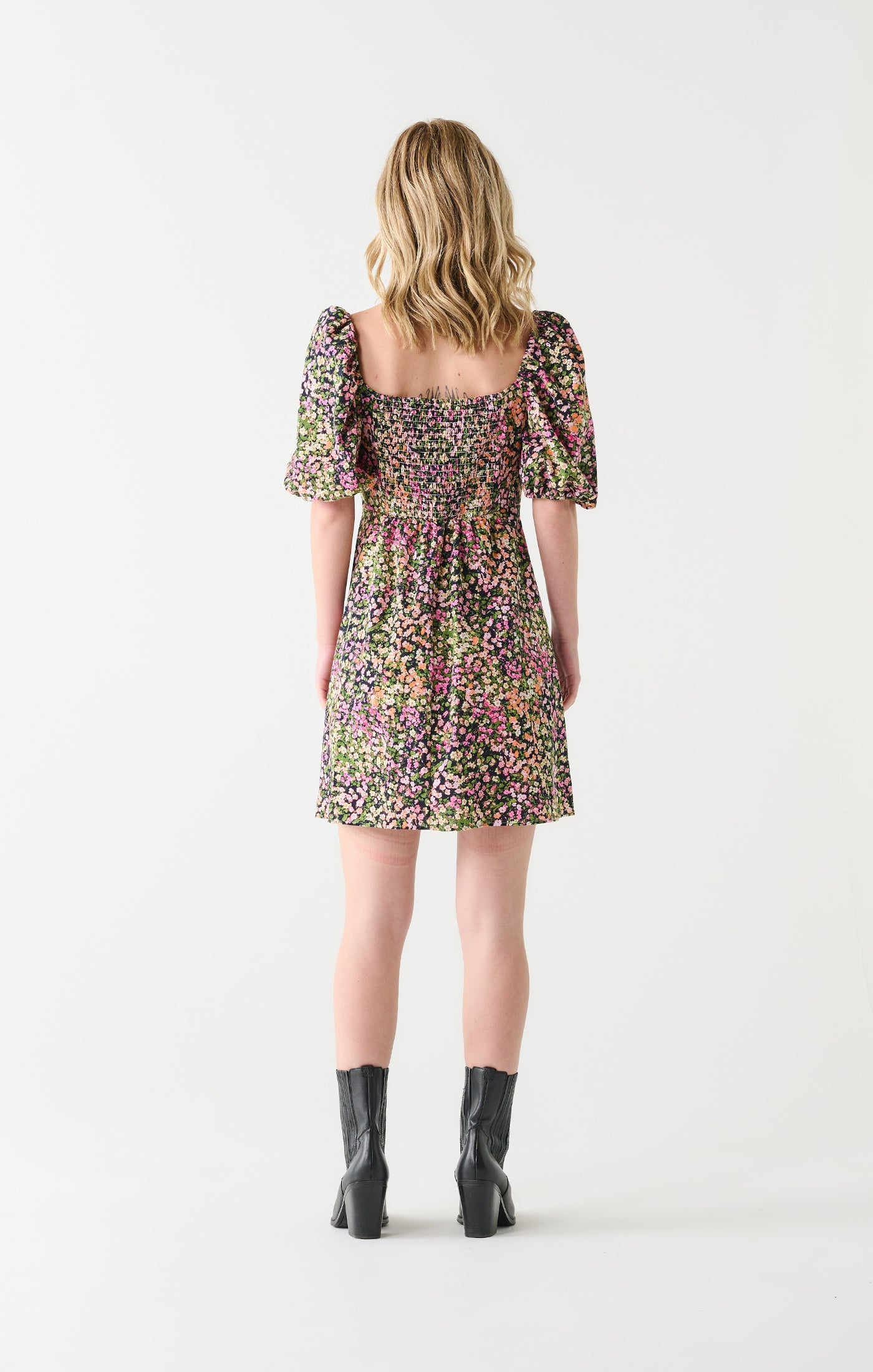 Dex Puffy Sleeve Mini Dress In Garden Ditsy Floral