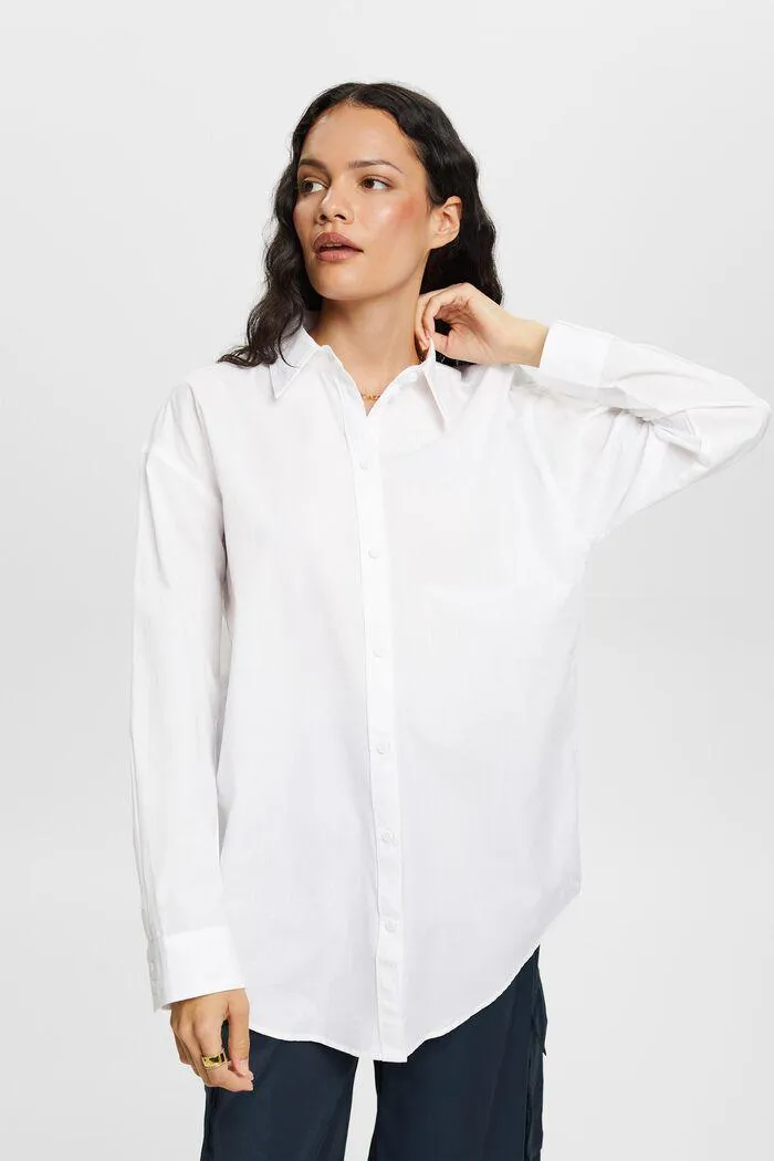 Esprit Poplin Shirt In White