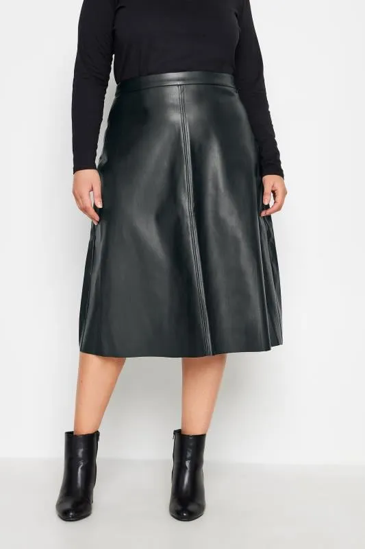 Evans Black PU Flippy Skirt