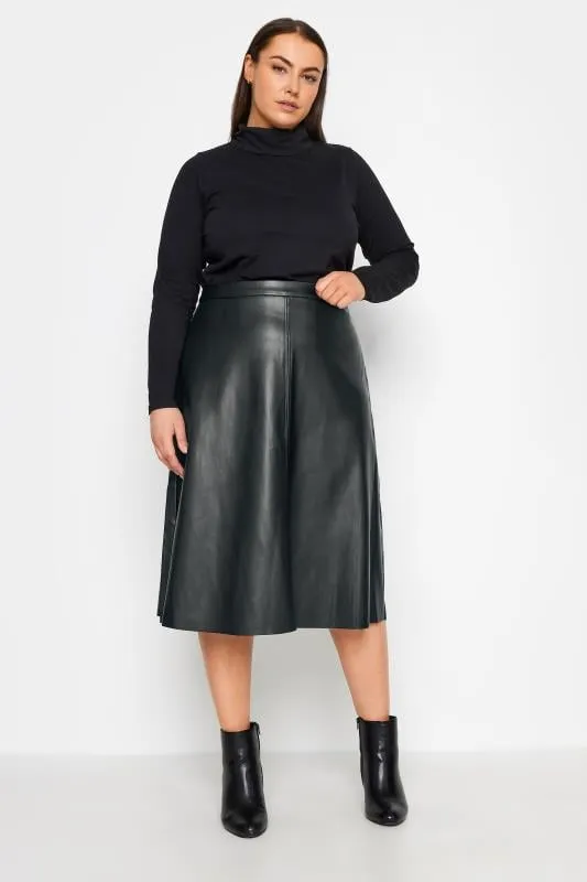 Evans Black PU Flippy Skirt