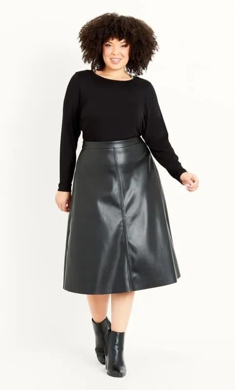 Evans Black PU Flippy Skirt