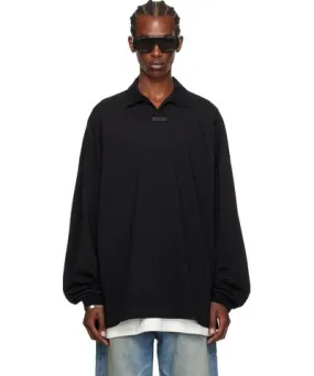 Fear of God Black Logo Patch Long Sleeve Polo