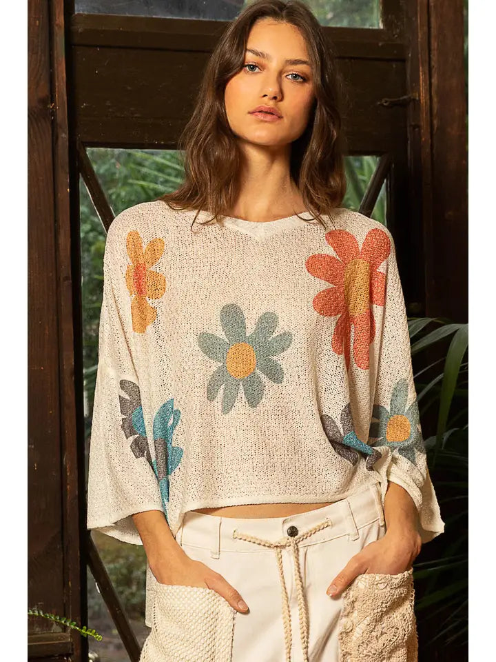 Flower Print Sweater