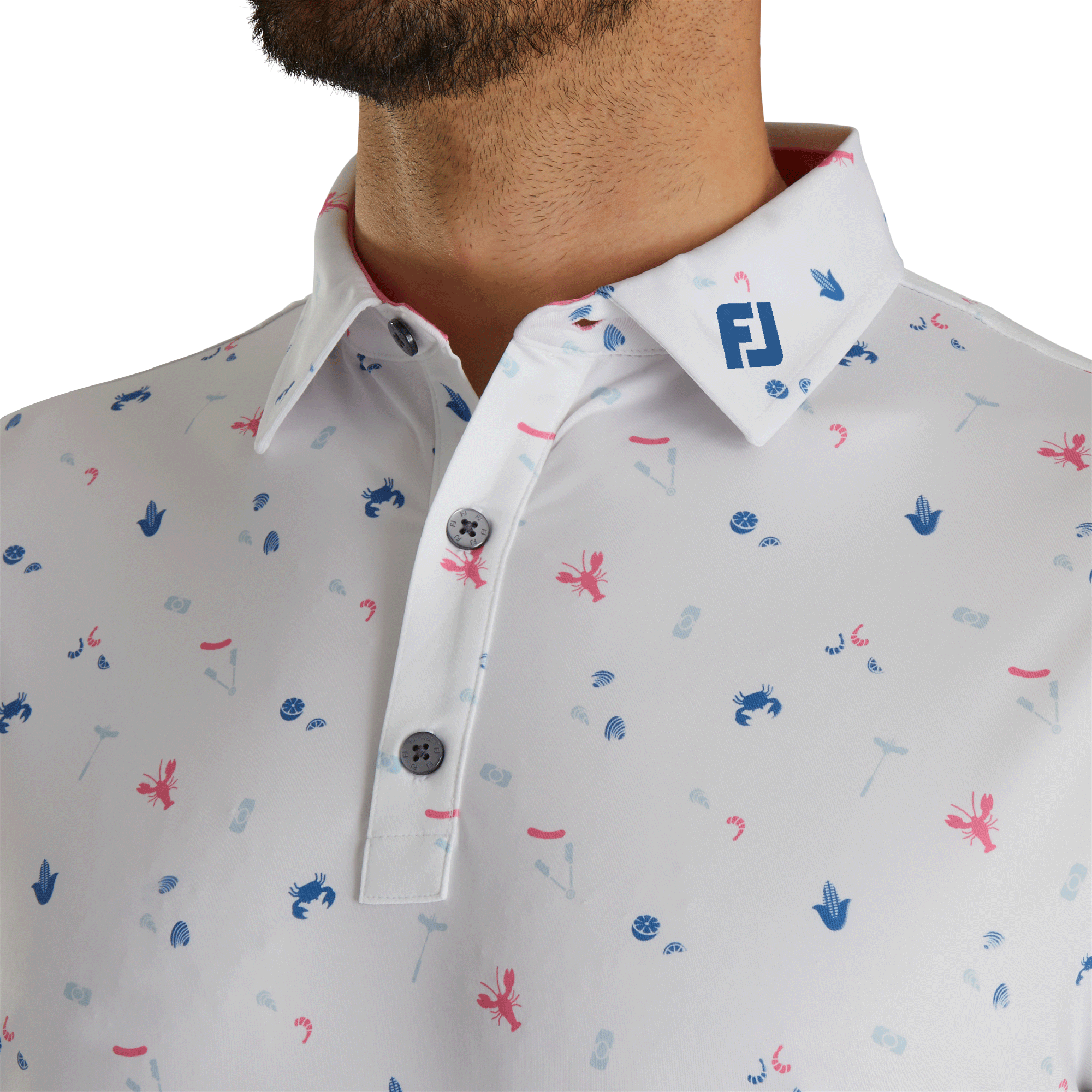 FootJoy Clam Bake Print Lisle Self Collar Polo