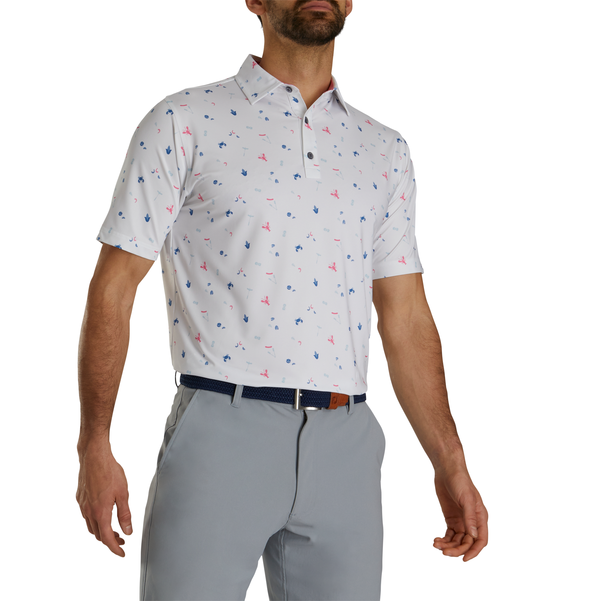 FootJoy Clam Bake Print Lisle Self Collar Polo