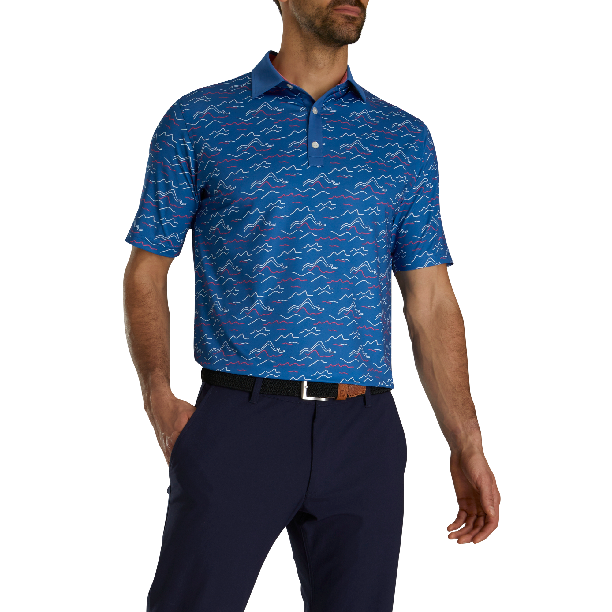 FootJoy Wave Print Lisle Self Collar Polo