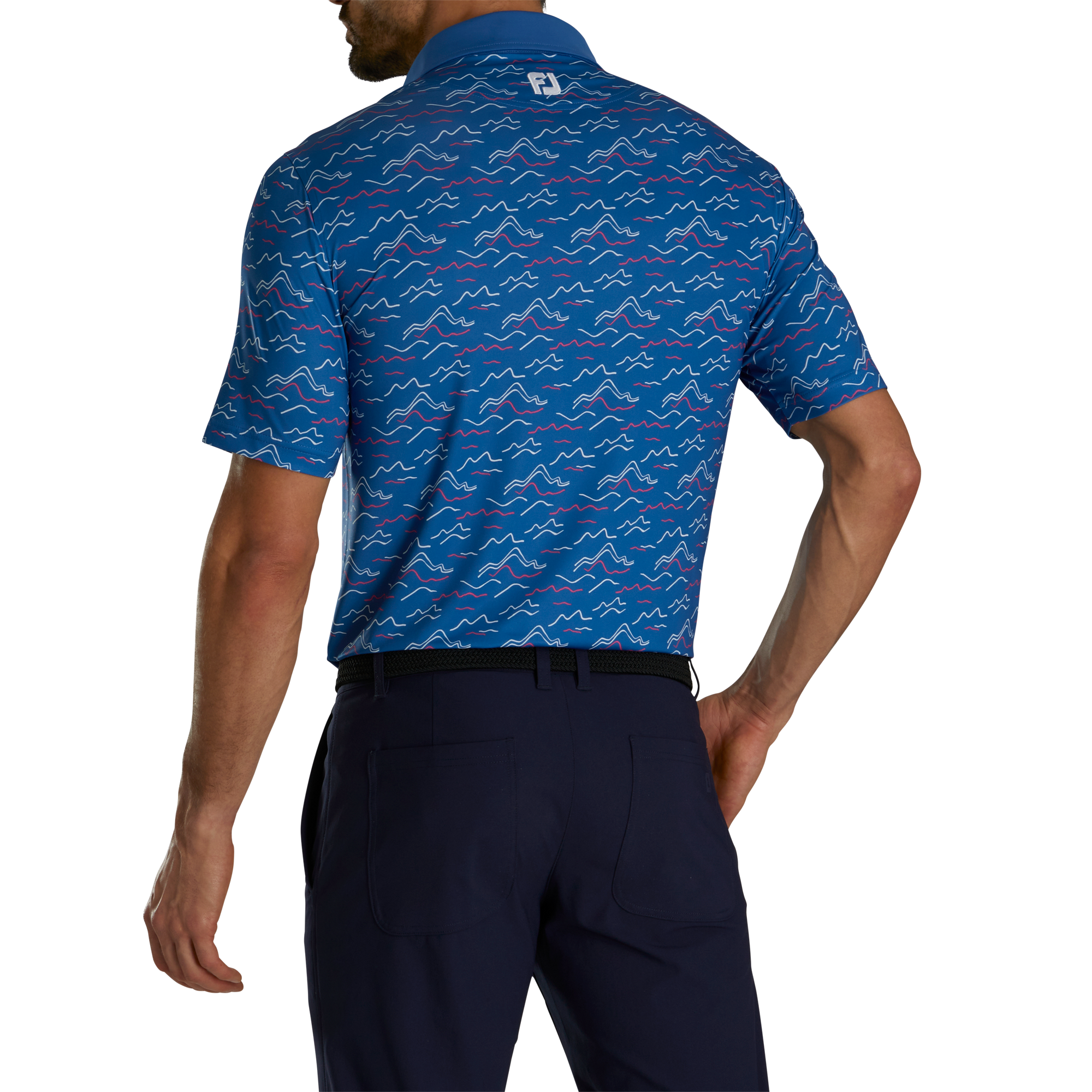 FootJoy Wave Print Lisle Self Collar Polo