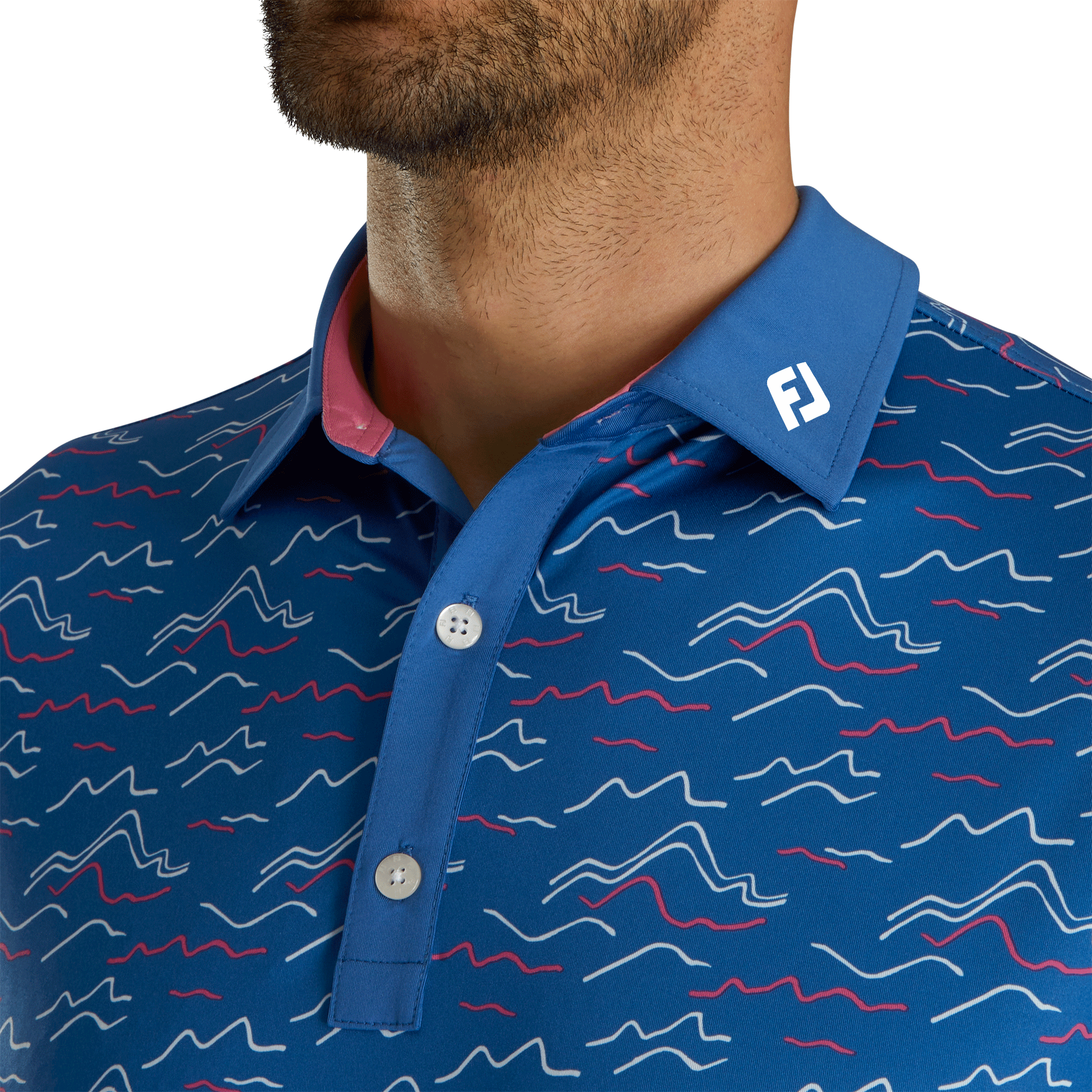 FootJoy Wave Print Lisle Self Collar Polo