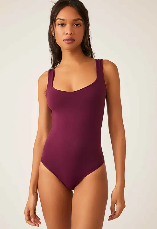 Free People - Clean Lines Bodysuit Precious Wine