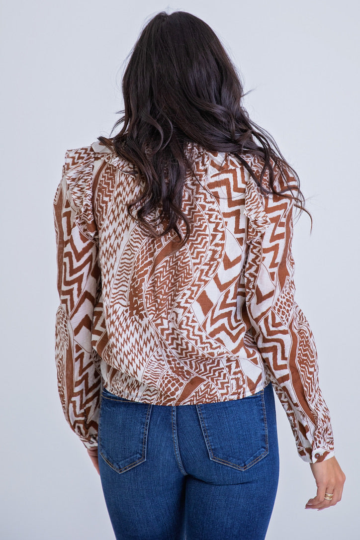 Geo Tribal Button Top