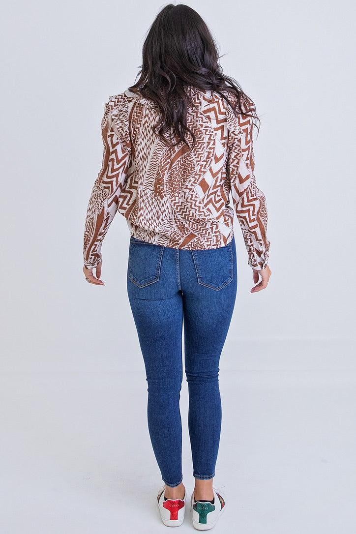 Geo Tribal Button Top