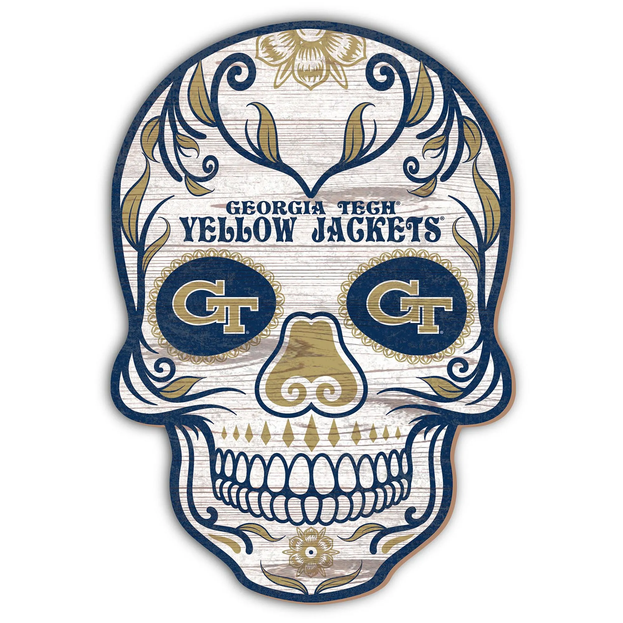 Georgia Tech Yellow Jackets 12'' Sugar Skull Sign