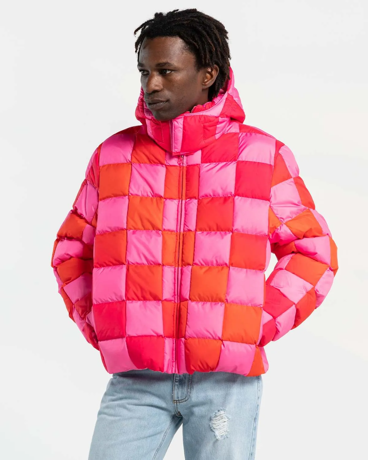 Gradient Puffer Coat - Pink