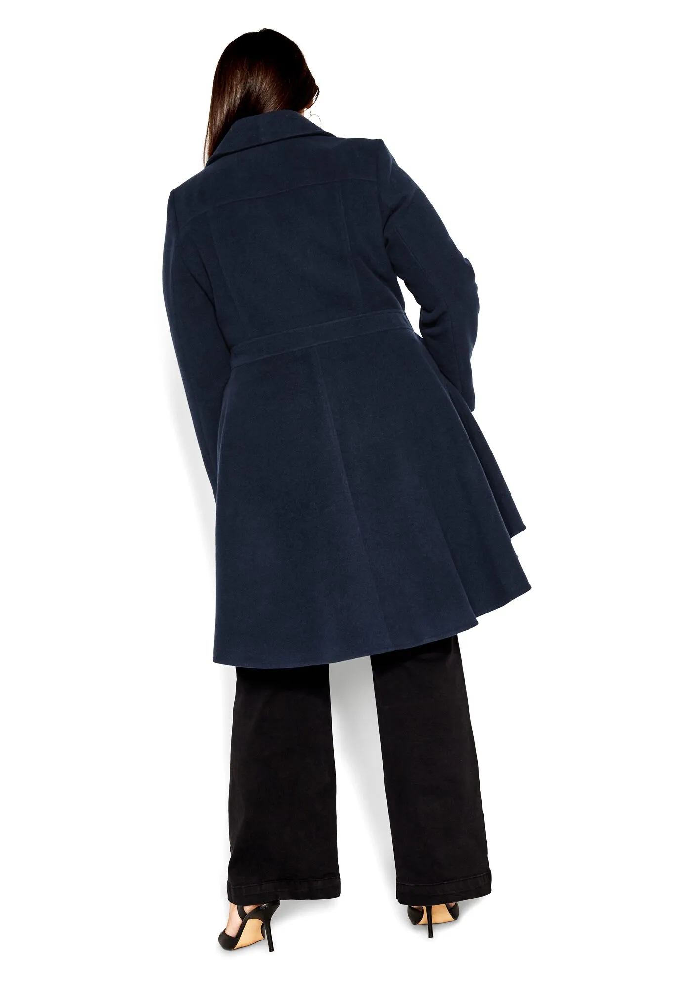 Hi Lo Frill Coat - navy